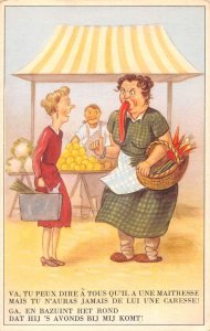 Women Arguing in Market Vintage Postcard AA52190