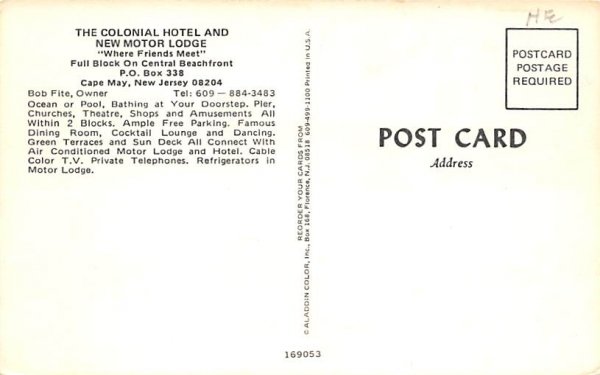 The Colonial Hotel and New Motor Lodge in Cape May, New Jersey