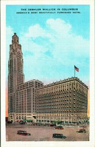 Deshler Wallick Hotel Columbus Ohio OH UNP Unused Linen Postcard E12