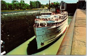 VINTAGE POSTCARD S.S. SOUTH AMERICAN CRUISE VESSEL LOCKING THROUGH