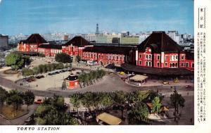 TOKYO RAILROAD STATION JAPAN~ELEVATED ARTIST VIEW POSTCARD c1950s