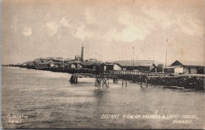 Pakistan Distant View of Manora Light House Karachi Vintage Postcard C097