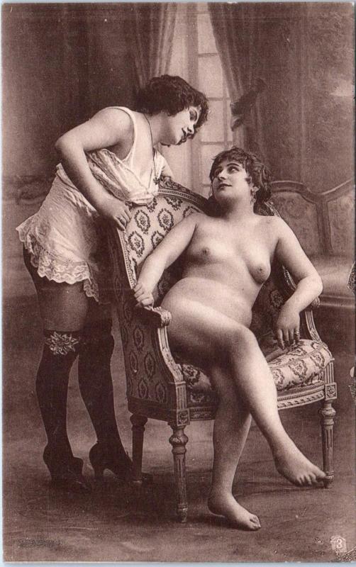 FRENCH NUDE Postcard 2 SEXY LADIES Lesbian Interest c1920s by Ponsard-Paris