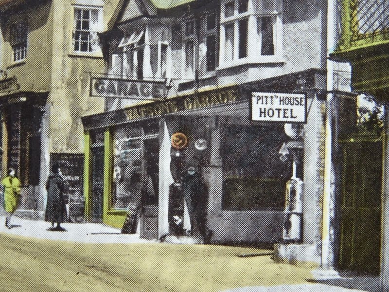 Dorset LYME REGIS Broad Street shows PITT HOUSE HOTEL & GARAGE c1920s Postcard