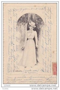 Pretty Lady by tree deep in thought L'attente - 00-10s