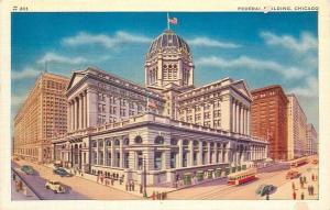 Chicago Illinois~Federal Building~1940s Postcard