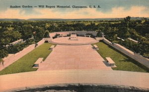 Vintage Postcard 1942 Sunken Garden Will Rogers Memorial Claremore Oklahoma OK