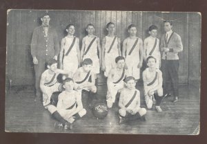 CHICAGO ILLINOIS 1909 HIGH SCHOOL BASKETBALL TEAM VINTAGE POSTCARD BOISE IDAHO