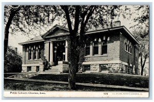 Chariton Iowa IA Postcard Public Library Exterior Building c1910 Vintage Antique