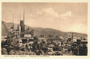 Santa Cruz de Tenerife Muelle De Descarga Vintage Postcard 04.16 