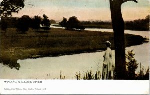 Postcard ON Welland Woman Wearing Long Robe by Winding Welland River 1906 K8