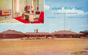 CLARKSDALE, Mississippi MS  COAHAMA MOTOR COURT Roadside Motel  c1950's Postcard
