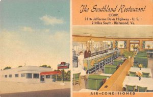 Richmond Virginia The Southland Restaurant Vintage Postcard AA36032