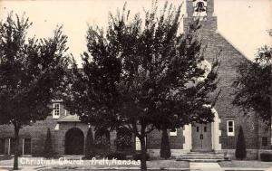 Pratt Kansas Christian Church Street View Real Photo Antique Postcard K23963 