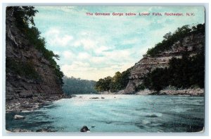 c1910s Scene On Lover Genesee River Below Lower Falls Rochester NY Rock Postcard