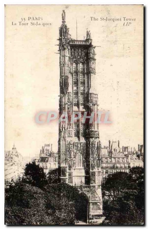 Old Postcard Paris St Jacques Tower