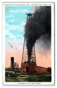 OKLAHOMA CITY, OK~ 1st Gusher~ Shooting of the DISCOVERY OIL WELL 1933  Postcard