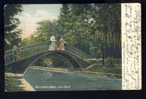 Worcester, Massachusetts/MA Postcard, Ladies On Bridge, Elm Park, 1906!