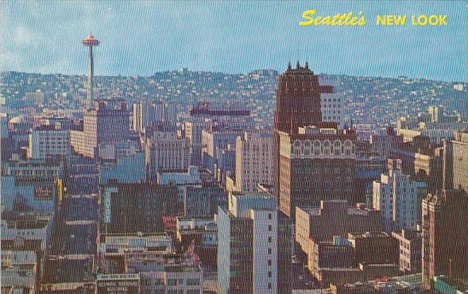 Washington Seattle Business District With Space Needle