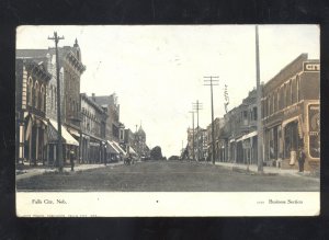 FALLS CITY NEBRASKA DOWNTOWN STREET SCENE VINTAGE POSTCARD WYMORE NEB GAUTT