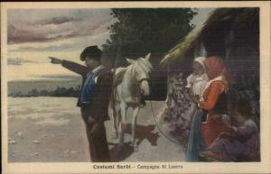 Costumi Sardi Ethnic Costume c1910 Postcard - Campagnda di Laerru