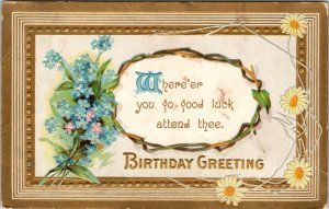 VINTAGE POSTCARD BIRTHDAY GREETINGS EMBOSSED AND FOIL-COLORED c. 1910