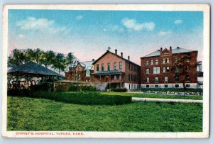 Topeka Kansas KS Postcard Christ's Hospital Building Exterior 1917 Antique Trees