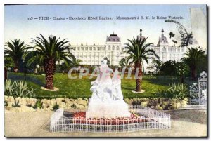 Postcard Old Nice Cimiez Excelsior Hotel Regina Monument HM Queen Victoria