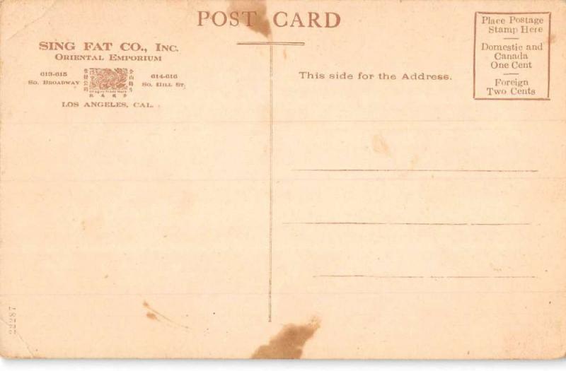 Los Angeles California Sing Fat Co Street View Antique Postcard K92009