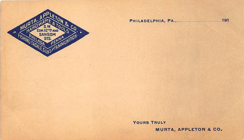 Philadelphia PA Murta Appleton & Co. Fishing Tackle Guns Ammunition  Postalcard