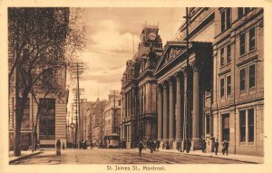 MONTREAL, Quebec Canada    ST JAMES STREET SCENE    Vintage Sepia Postcard