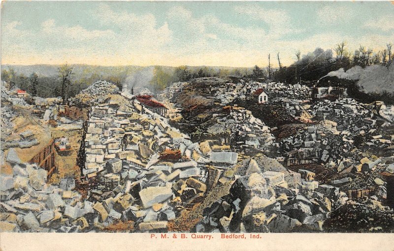 G87/ Bedford Indiana Postcard c1910  P.M.&B Stone Quarry Occupational 4