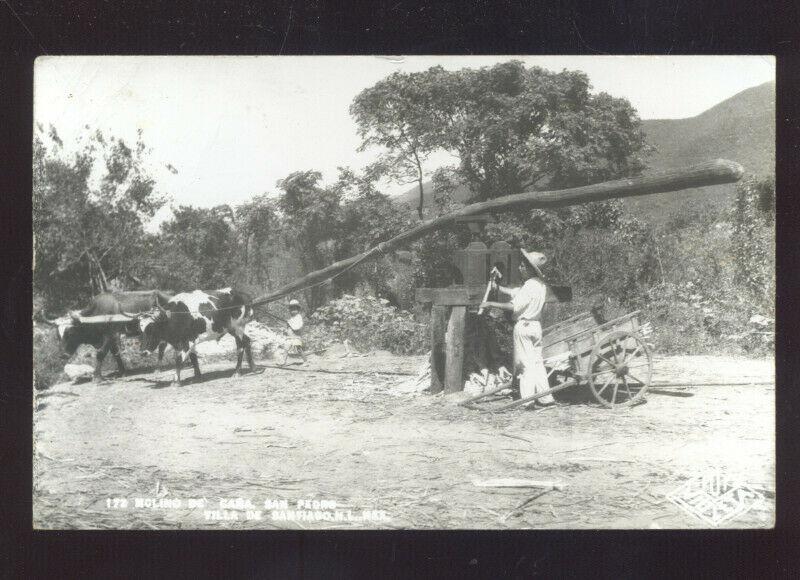 RPPC SANTIAGO NUEVO LAREDO MEXICO OXEN DRAWN FARMING REAL PHOTO POSTCARD