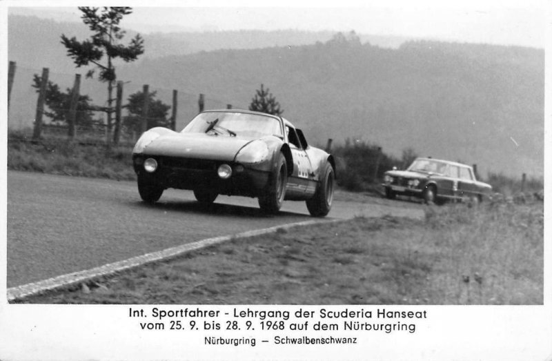 RPPC Sports Cars Int Sportfahrer Lehrgang der Scuderia Nürburgring 1968 Postcard