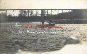 IA, Estherville, Iowa, RPPC, Railroad Bridge, Mill Pond, LC Doolittle Photo