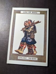 Mint France Patriotic Postcard Line Up Boys Enlist Today