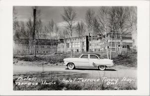 Hotel Terrace Terrace Bay Ontario ON Old Car UNUSED Real Photo Postcard D95