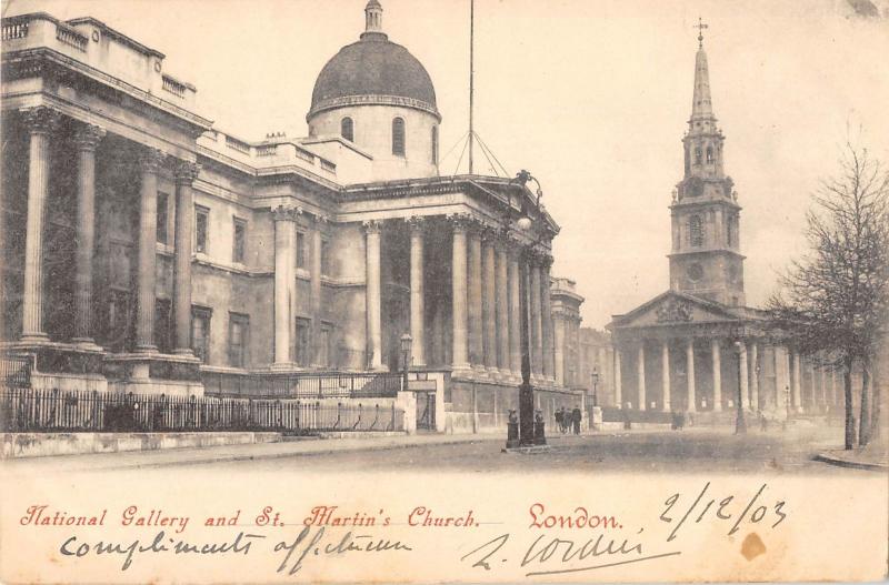 uk30897 national gallery and st martins church london real photo uk