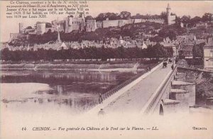 France Chinon Vue generale du Chateau et le Pont sur la Vienne