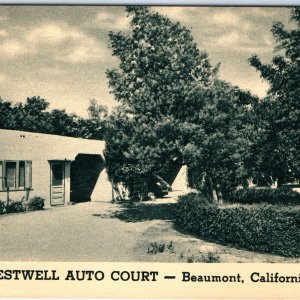 c1940s Beaumont, CA Restwell Auto Court Motel Postcard Hwy 60 70 99 Curteich A90