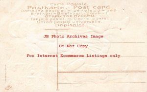 Christmas, Otto Schloss No 1046-3, Blue Robe Santa with Toys Talks to Boy