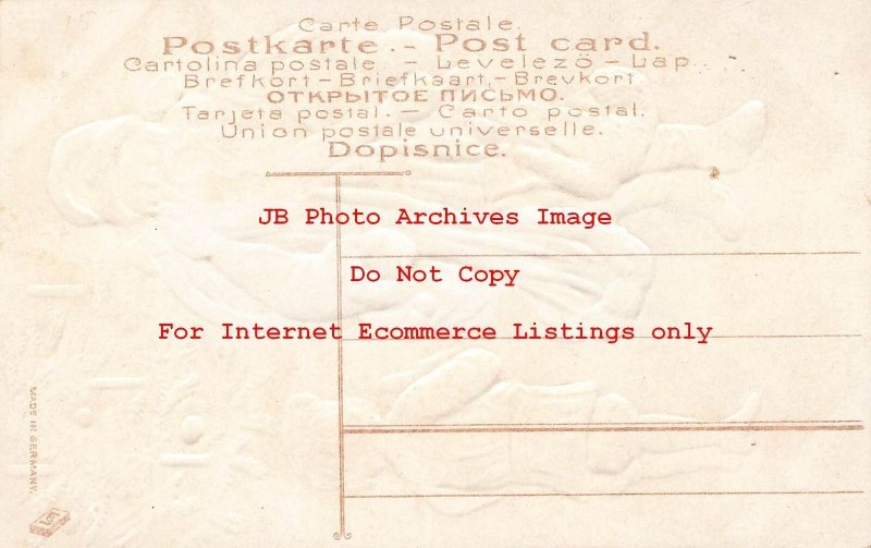 Christmas, Otto Schloss No 1046-3, Blue Robe Santa with Toys Talks to Boy