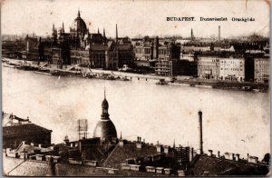 Hungary Budapest Duna Latkep a Hidakkal Vintage Postcard 09.68