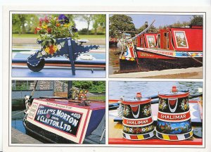 Canal Boat Postcard - Views of Canal Narrow Boats. Posted 2000 -   LE234