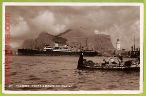 af7456 - ITALY - VINTAGE POSTCARD - Palermo - Porto e Monte Pellegrino Ship-