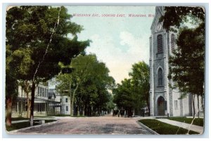 c1910 Wisconsin Avenue Looking East Exterior Waukesha Wisconsin Vintage Postcard