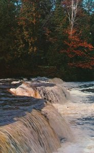 Vintage Postcard Beautiful Lower Tahquamenon Falls Near Paradise Upper Michigan