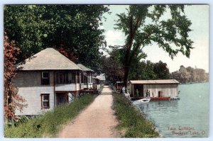 BUCKEYE LAKE OHIO*TWIN COTTAGES*BOATHOUSE*PORCH*NEWARK POSTCARD CO GERMANY #1164