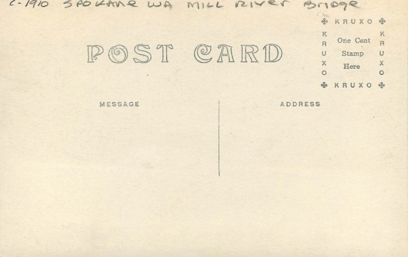Postcard RPPC Photo Washington Spokane Mill River Bridge C-1910 23-407