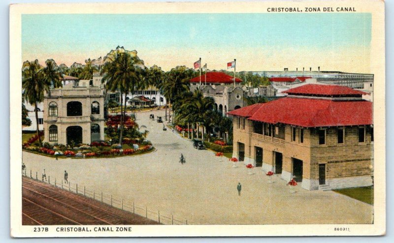 CRISTOBAL, Canal Zone Panama ~ STREET SCENE c1930s Maduro Postcard